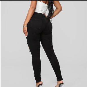Fashion Nova Glistening Black Jeans